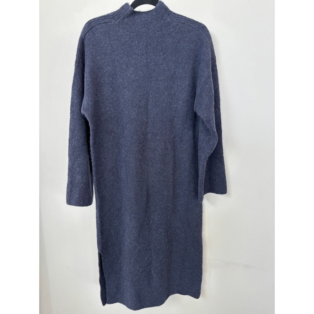 Sweaty Betty Navy Blue Mock Neck Knit Wool Blend Midi Sweater Dress Size S